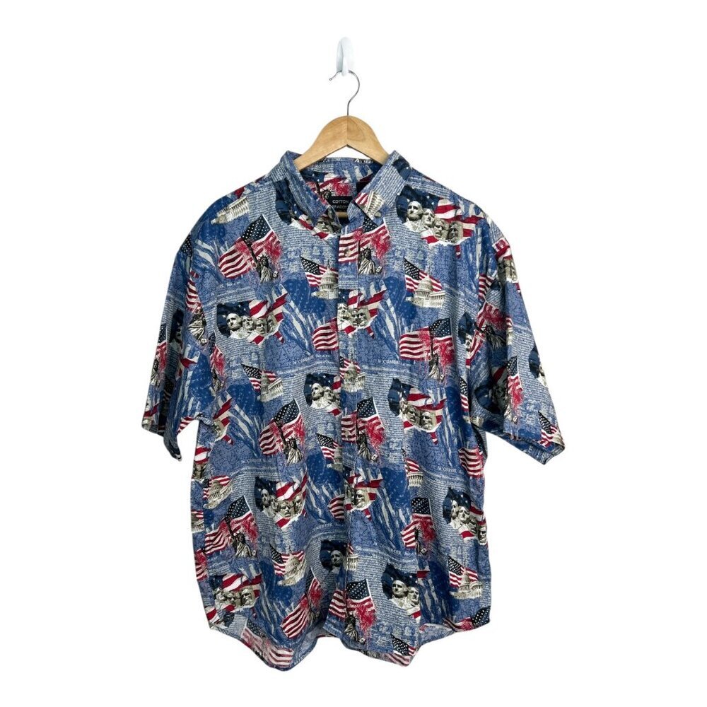 Cotton Traders Sport Men's Shirt Size XXL Patriotic USA‎ Button Down 4th of July
